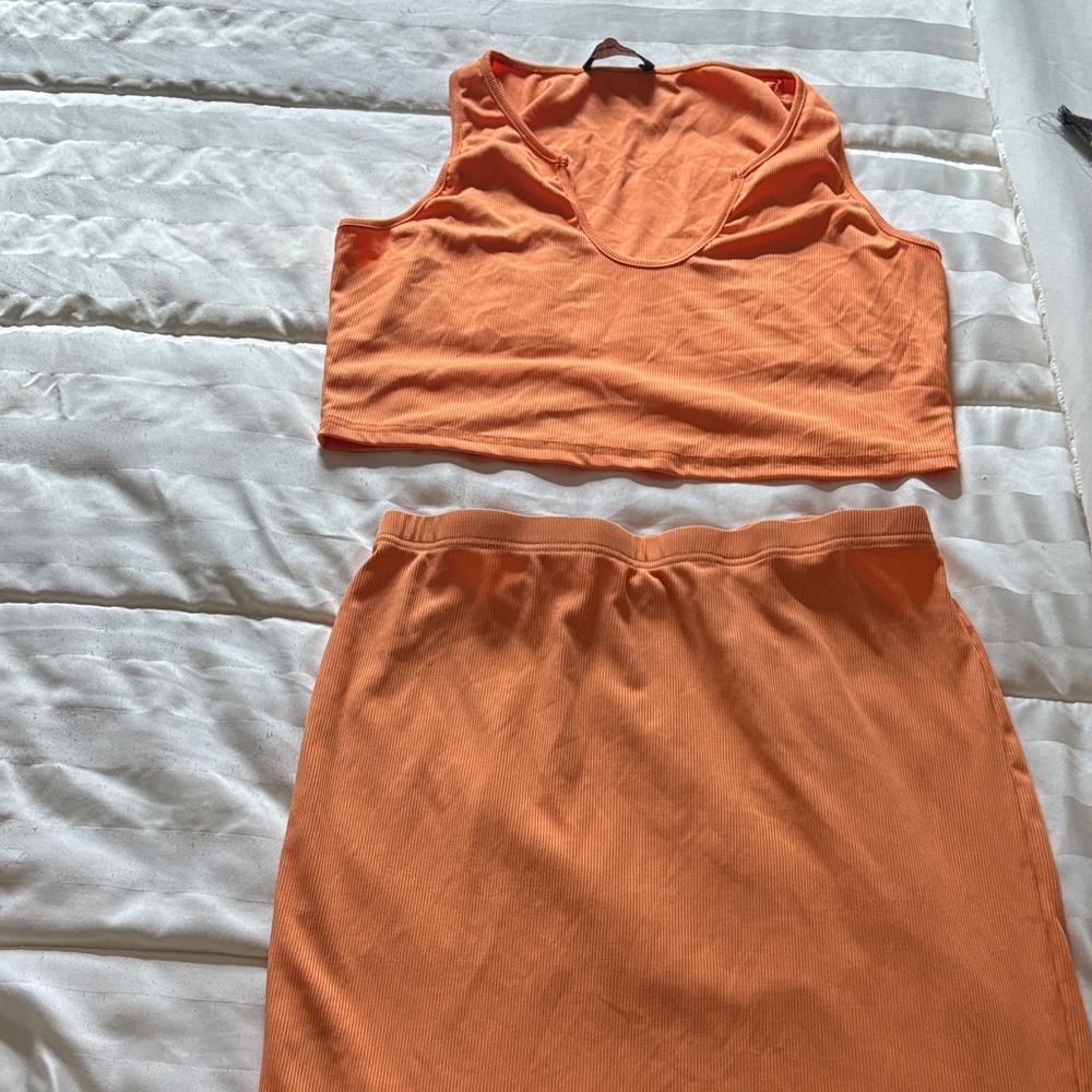 Vibrant Orange Women's Skirt Set
